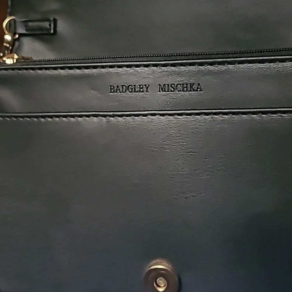 Badgley Mischka Black Crossbody Bag with Gold Accents - Picture 4 of 13